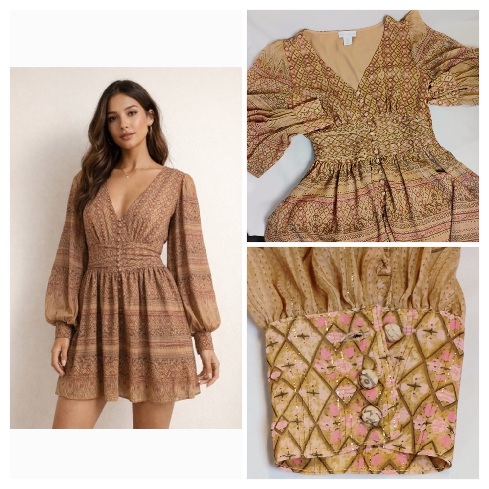 Bohemian V-Neck Long Sleeve Dress